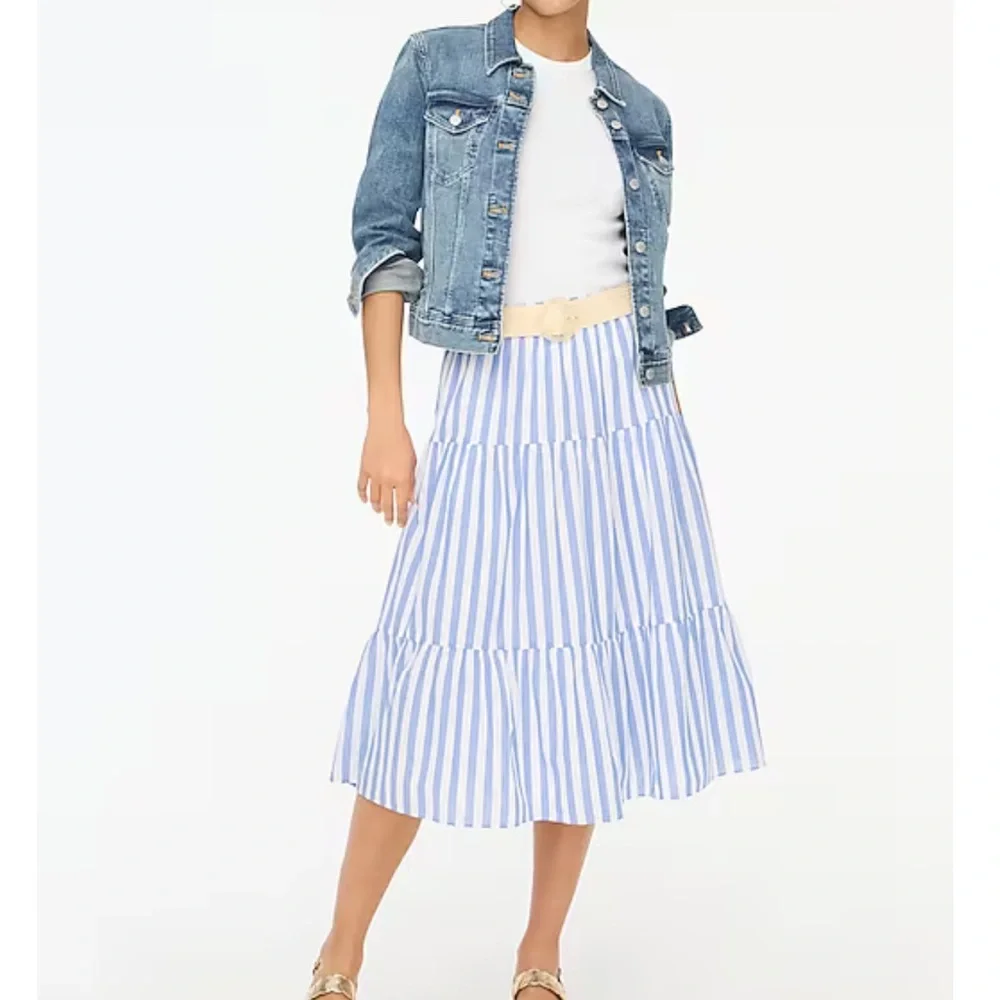 J. Crew Striped Blue and White Women's Skirt 2x NWT - Picture 6 of 9